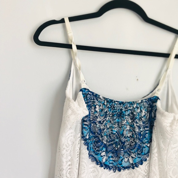 Venus Mandala Blue White Lace Maxi Dress - Picture 6 of 8